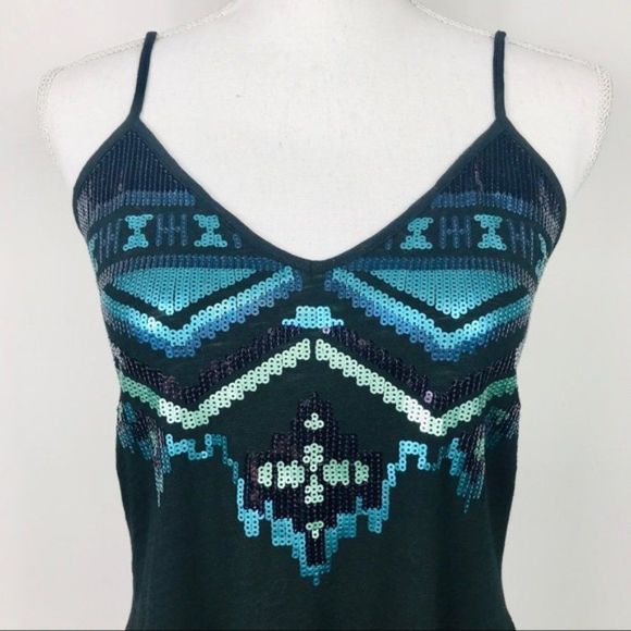 EXPRESS Hi-low Dress Aztec Design in Sequins SZ M - Picture 1 of 8